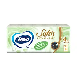 Серветки косметичні Zewa Softis Natural Soft 10 x 9 шт. (7322541351872)