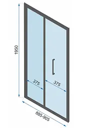 Душова кабіна Rea Rapid Fold 90x90 black REA-K6422 + REA-K6419, Чорний матовий, Універсальна, прозрачний, Чорний матовий - мініатюра 6