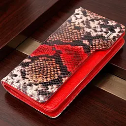 Лаковане портмоне клатч з натуральної шкіри з тисненням під змію Canpellini 21541 різнокольорове - мініатюра 1