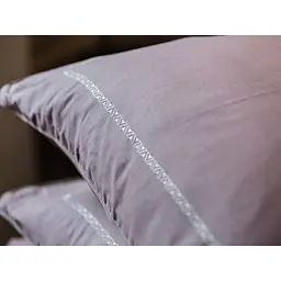 Комплект постільної білизни Ecotton Premium Stucco євро сатин вишивка з кантом бузковий (25092) - мініатюра 11