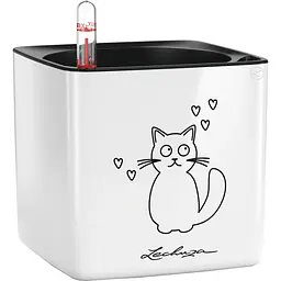 Вазон Lechuza Cube Glossy Cat Winter edition 14 білий блискучий (13507)