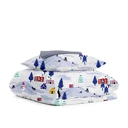 Дитяча постільна білизна в ліжечко SNOWMAN CS3, блакитний (Snowman_Steel_140)