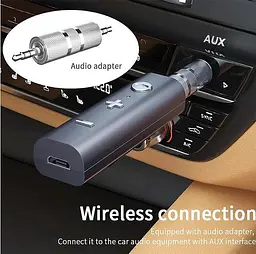 Адаптер Essager Bluetooth 5.0 Music Car Stereo Jack 3.5 Audio AUX чорний (ECJBJS-CY01) - мініатюра 2