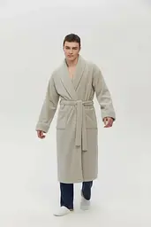 Халат unisex Lotus Home - Bold New Microcotton beige махровий XL - мініатюра 2
