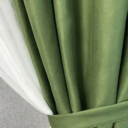 Коротка фіранка з мікровелюру та шифону зелено-білого кольору на тасьмі 1,7м на 4м ALBO pbe0052809 - мініатюра 8