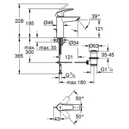 Змішувач для умивальника Grohe EuroSmart М-size одноважільний Хром 30412 - мініатюра 4