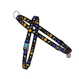Шлея для собак швидкознімна Waudog Nylon з QR паспортом, малюнок NASA, пластиковий фастекс, S, Ш 15 мм, А 40-55 см, 45-60 см