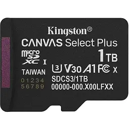 Карта пам'яті Kingston 1TB microSDXC class 10 UHS-I U3 V30 A1 Canvas Select Plus (SDCS3/1TBSP)