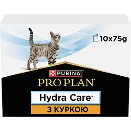 Уцінка. Вологий додатковий корм для дорослих котів Purina Pro Plan Hydra Care для збільшення споживання рідини з куркою 75 г х 10 шт.