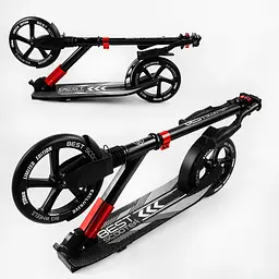 Самокат Best Scooter 57х14х88-98 см Чорно-червоний 000231598 - мініатюра 3