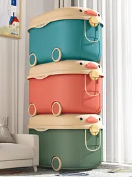 Багатофункціональний ящик для зберігання іграшок Poppet Каченя Оранж на колесах середній (PP-001O-M) - мініатюра 11