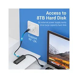 Концентратор Vention USB 3.1 Type-C to 3xUSB 2.0+MicroUSB+RJ45 100M Ethernet black (TGOBB) - мініатюра 4