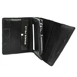 Шкіряне портмоне чорне глянсове GRANDE PELLE 10х10х2 см acs0032092 - мініатюра 5