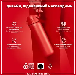 Пляшка для води металева ION8 600 мл Stainless Steel Red (I8SS600RED) - мініатюра 5