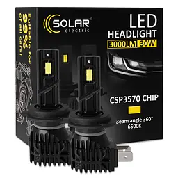 Автолампа Solar LED H7 12V 30W 3000Lm 6500K CSP3570 2шт(8407S2)