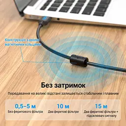 Кабель для принтера Vention COQBL USB 2.0 Type-A - Type-B 10 м чорний (COQBL) - мініатюра 2