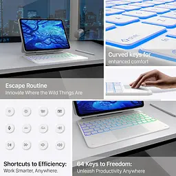 Чохол-клавіатура для iPad Air 13 та iPad Pro 12,9, 6, 5, 4-го, 3-го покоління, Magic Keyboard для iPad Pro 12,9, магнітний чохол - мініатюра 4