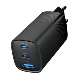 Зарядний пристрій Gembird USB-A + 2xType-C (PD18W + QC3.0 27W) black (TA-UC-PDQC65-01-BK) - мініатюра 4
