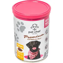 Вологий корм для дорослих собак Pet Chef Шматочки в желе з куркою 415 г - мініатюра 4