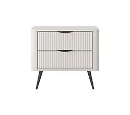 Тумба приліжкова Perfect Home Ланте / Lante з 2 шухлядами і чорними ніжками 2S Беж (PFH-091185) - мініатюра 4