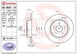 Диск гальмівний невентильований Ford Kuga II, Transit V408, C-max II 10-25р Brembo (08.B601.11)