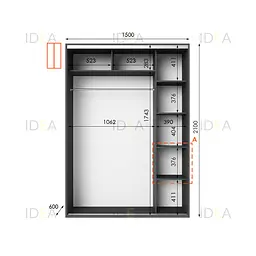 Шафа-купе Idea серія 5 150 x 60 x 210 см Антрацит - мініатюра 2