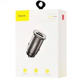 АЗП Baseus Square Metal PD 3.0 QC 4.0+ 30W USB + Type-C (CCALL-AS) Чорний - мініатюра 5