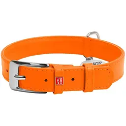 Нашийник для собак Waudog Glamour, шкіряний, з QR паспортом, 30-39х2 см, помаранчевий