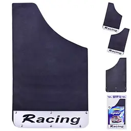 Бризковики малі Interplast Racing 375х235 мм (Смужка Нержавіюча сталь) Чорні 2 шт - мініатюра 3