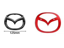 Емблема решітки Mazda Чорна 125×100мм пластик (на скотчі та з 2 напрямними) (вир-во Завод) CH - мініатюра 2