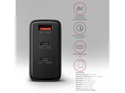 Мережевий зарядний пристрій AXAGON 100 W Black (ACU-DPQ100) - мініатюра 4