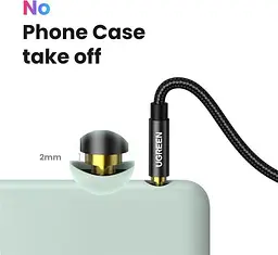 Кабель Ugreen AV112 3.5 мм Male to 3.5 мм Male Cable Gold Plated Metal Case with Braid 1 м Blue (10685) - мініатюра 4
