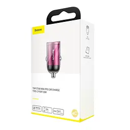 Адаптер автомобільний BASEUS Tiny Star Mini PPS Car Charge Type-C Port 30 W (VCHX-B04) бордовий - мініатюра 2