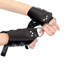 Манжети для підвішування за руки Art of Sex Kinky Hand Cuffs For Suspension з натуральної шкіри, чорні - мініатюра 5