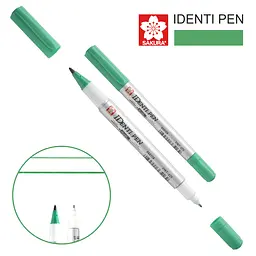 Перманентний маркер Sakura IDENTI PEN двосторонній 0,4/1 мм зелений