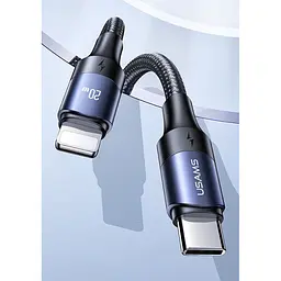 Кабель USAMS Type-C до Lightning 20W для швидкісної зарядки та передачі даних 1.2м чорний (SJ521USB01) (6958444973302) - мініатюра 5