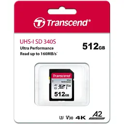 Карта пам'яті Transcend 512GB SD class 10 UHS-I U3 4K (TS512GSDC340S) - мініатюра 2