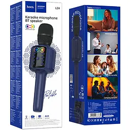 Мікрофон з караоке Hoco L24 Shine Blue [161330] - мініатюра 3