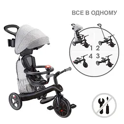 Велосипед дитячий Globber Explorer Trike 4 в 1 Deluxe Play чорно-сірий (636-120) - мініатюра 4