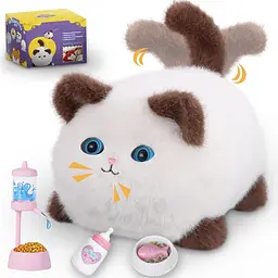 Інтерактивна м'яка іграшка AiDA Smart Blinking Cat біло-коричнева (AD54098) - мініатюра 4