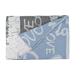 Плед бавовняний Love сіро-блакитний Love You 140x200 см 4707 - мініатюра 2