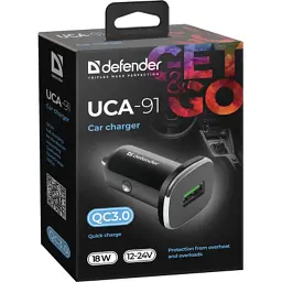 Зарядний пристрій Defender 1xUSB 18W (USB-A) QC3.0 3А UCA-91 (83830) - мініатюра 2
