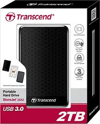 Зовнішній жорсткий диск 2TB Transcend StoreJet 25A3 2.5" USB 3.0 Black (TS2TSJ25A3K) - мініатюра 4