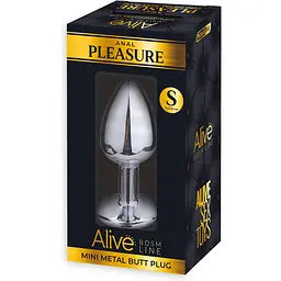 Металева анальна пробка Alive Mini Metal Butt Plug з кристалом Pink S - мініатюра 2