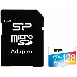 Картка пам'яті Silicon Power MicroSDXC 128 GB C10 Elite Color UHS-I + adapter SP128GBSTXBU1V21SP