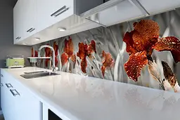 Кухонний фартух Великі Іриси вінілові наклейки ПВХ квіти Сірий 60х250 см Happy Pocket Z180790