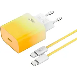 Комплект зарядного пристрою XO CE18 1Type-C PD/QC 30W Type-C to Type-C Yellow