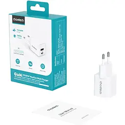 Мережевий зарядний пристрій Choetech USB-A/USB-C PD5012-EU-WH - мініатюра 3