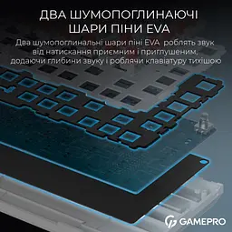 Бездротова механічна ігрова клавіатура GamePro MK-160-B Pro Black-White QLAB Orange Switches Hot-Swap - мініатюра 10