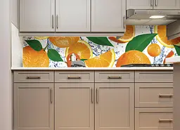 Кухонний фартух вініловий Апельсиновий рай цитруси ПВХ наклейка кухні помаранчевий 60х250 см Happy Pocket Z180264